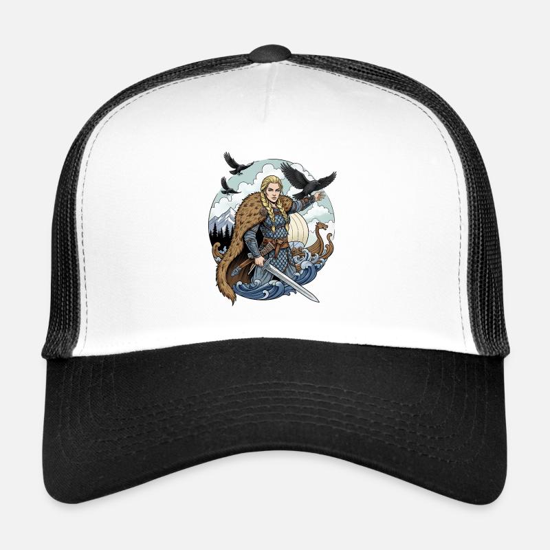 Femme viking armée d’une épée dans la tempête Casquette trucker 
