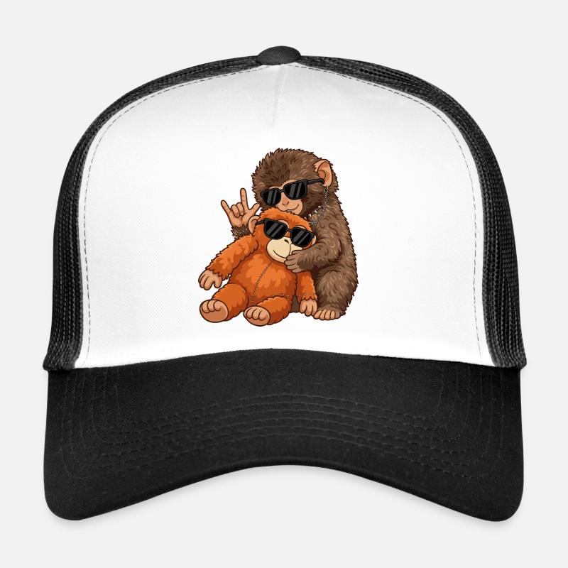 Monkey Punch Rock Music Funny Gift - Trucker Cap - white/black