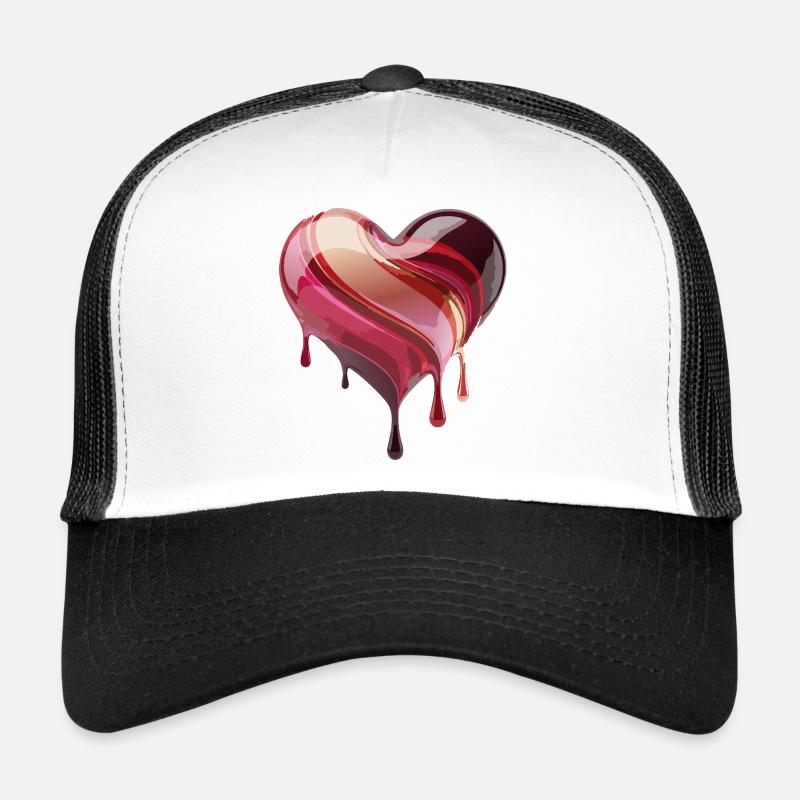 Flowing Heart Pink Red Trucker Cap
