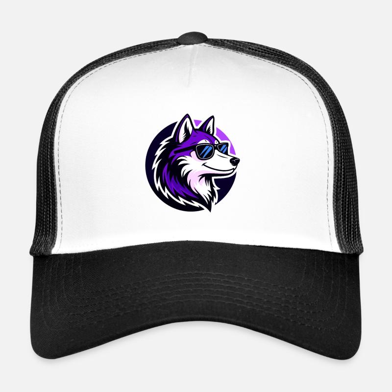 Purple Wolf Stylish Sunglasses Trucker Cap