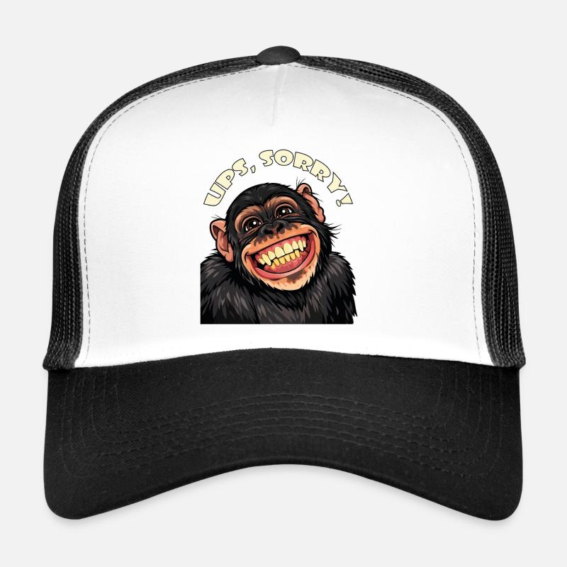 Oops, sorry! Funny Grinning Cartoon Monkey Trucker Cap