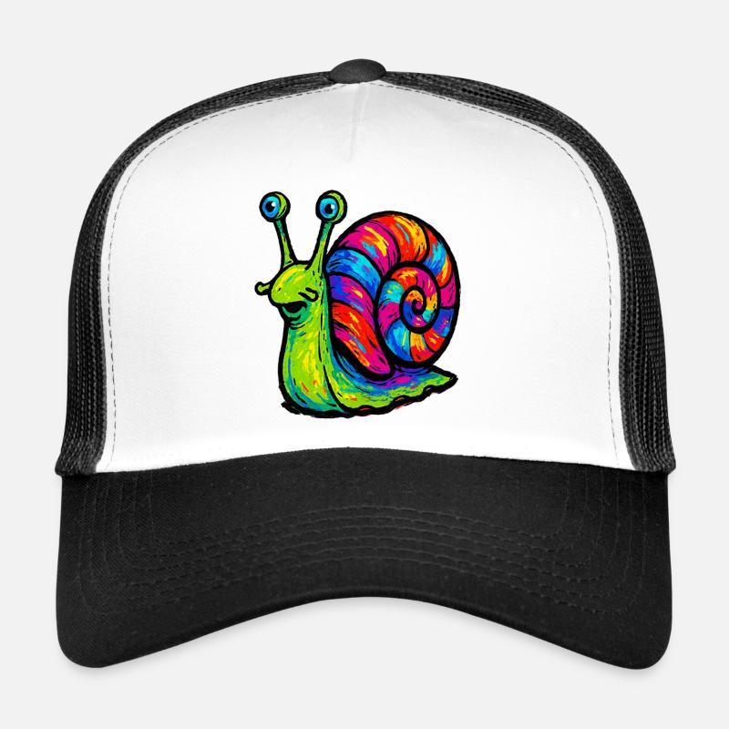 Escargot psychédélique multicolore arc-en-ciel Casquette trucker 