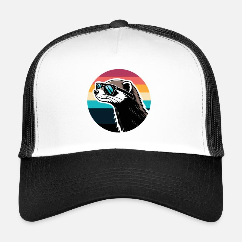 Furet silhouette rétro Arc en Ciel Casquette trucker 