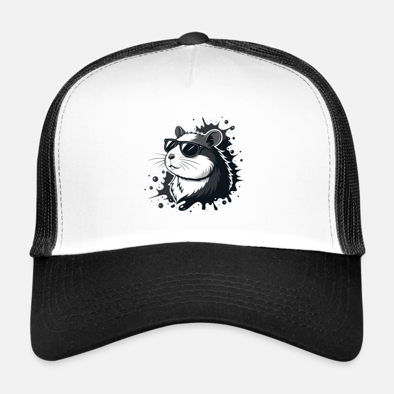 Hamster chic lunettes noires splash Casquette trucker 