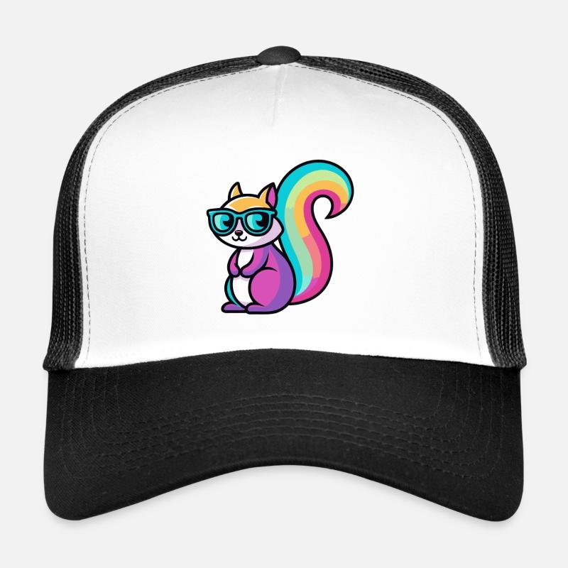 Rainbow Squirrel Glasses Trucker Cap