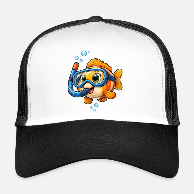 Dessin animé de poissons mignons avec plongée en apnéa Casquette trucker 