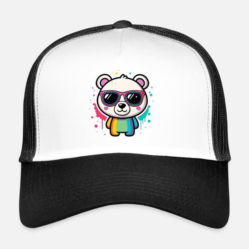 Panda Arc en Ciel Lunettes Casquette trucker 