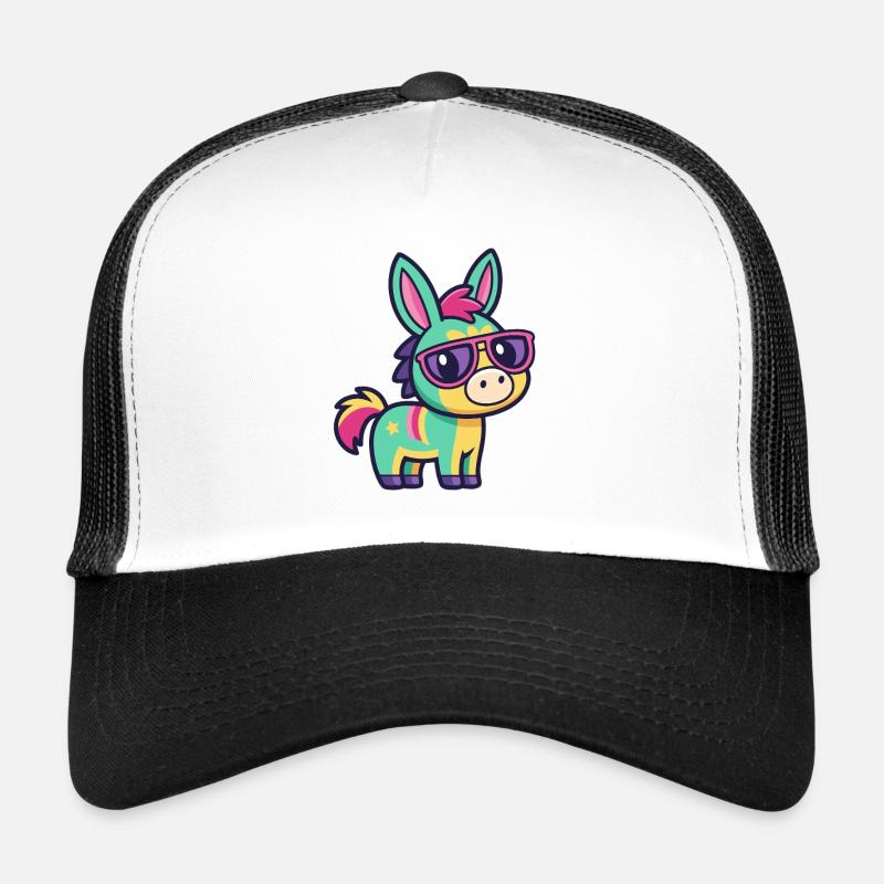 Bunter Esel in Retro-Gläsern Trucker Cap