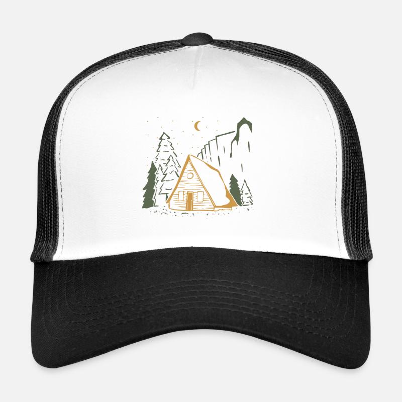 Moonlit Rustic Cabin Night Trucker Cap