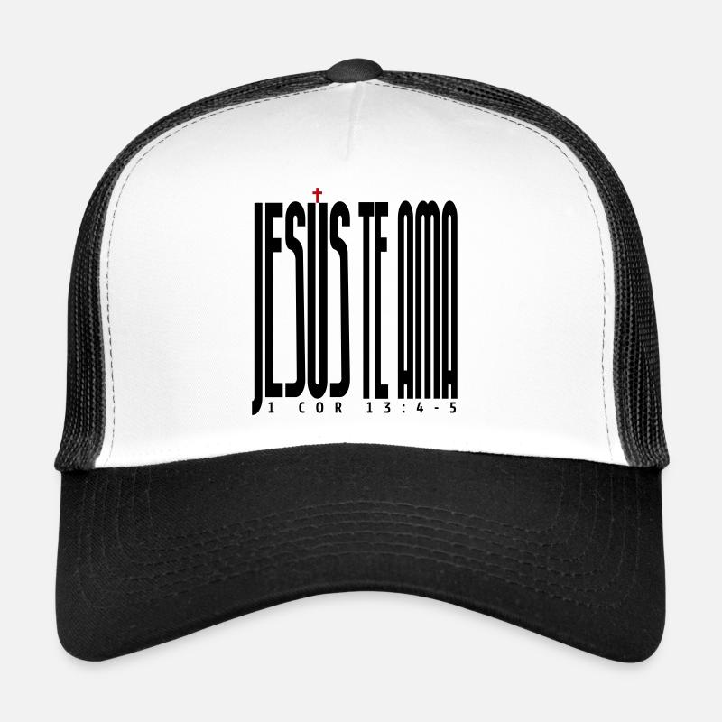 Jésus t’aime 2 - Casquette trucker  - blanc/noir