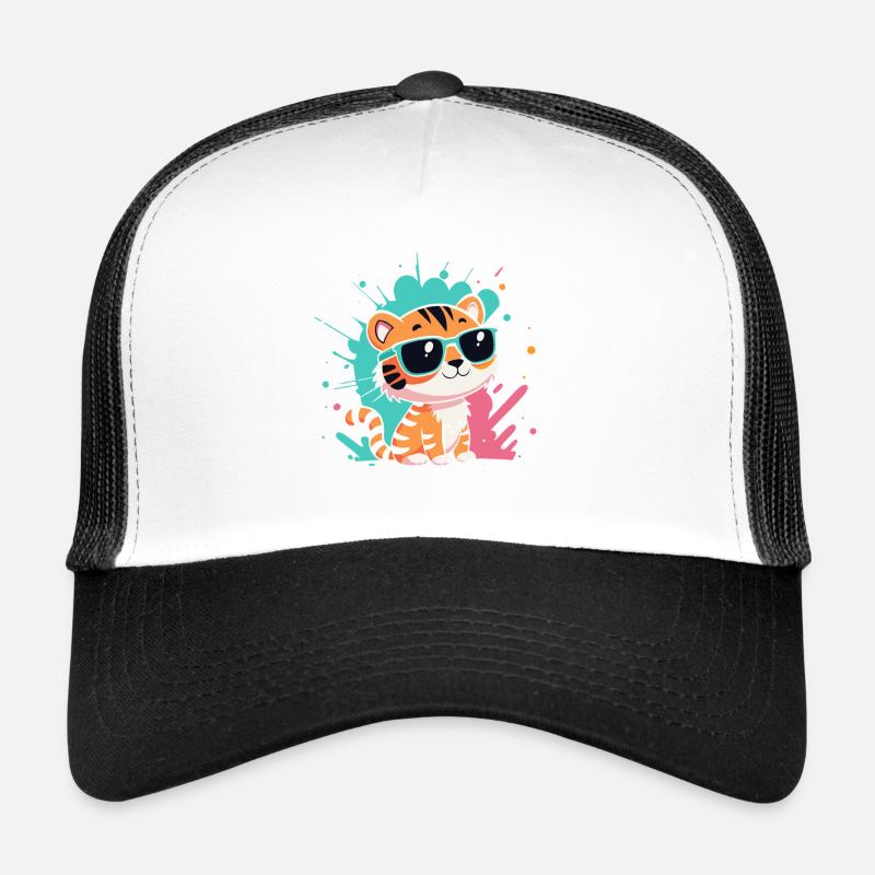 Tigre chic lunettes soleil colorées Casquette trucker 