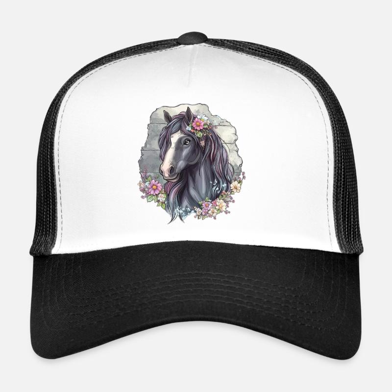 Pferd mit Blüten Trucker Cap
