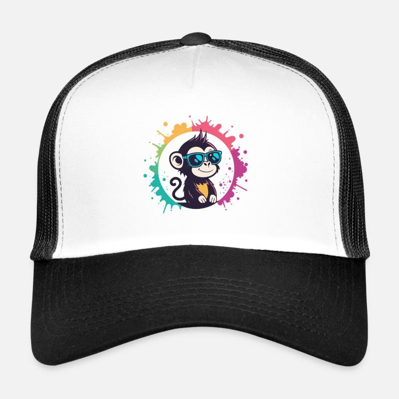 Singe Splash cercle Lunettes Bleues Casquette trucker 