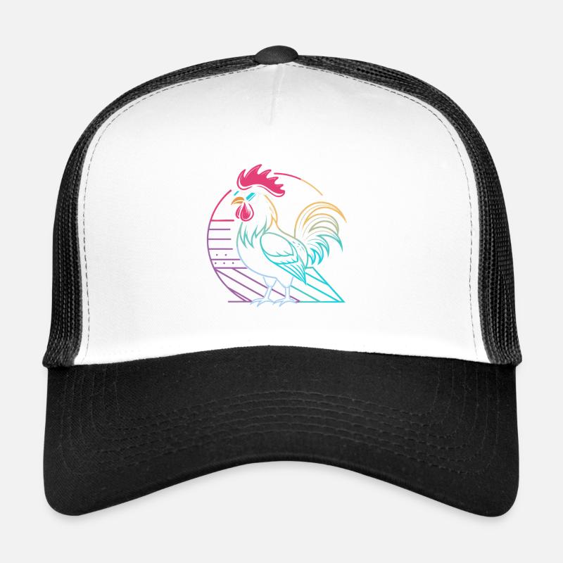 Retro-Neon-Hahn mit Brille Trucker Cap