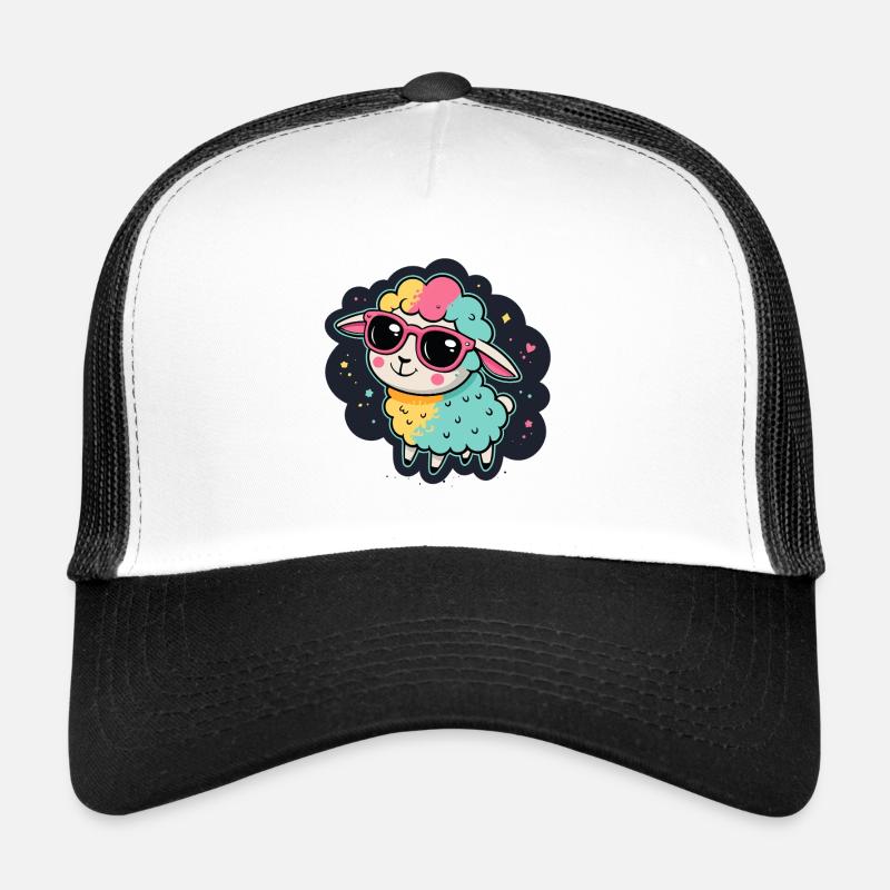 Kosmisches Schaf Rosa Brille Trucker Cap