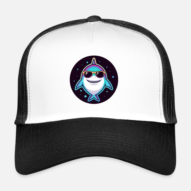Neon-Regenbogenhai mit Sonnenbrille Trucker Cap