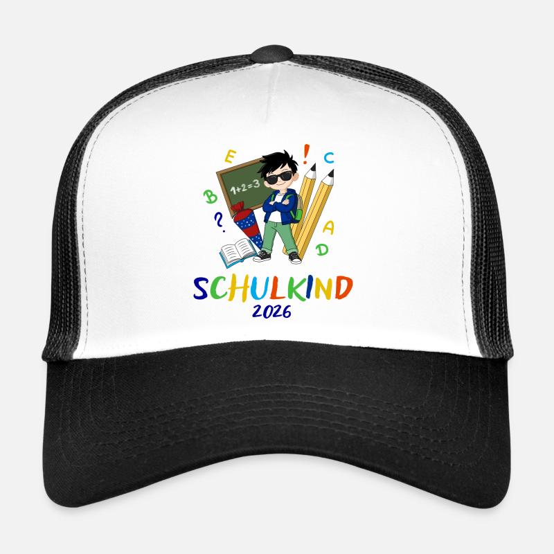 Schulkind 2026 bunt - Trucker Cap - Weiß/Schwarz