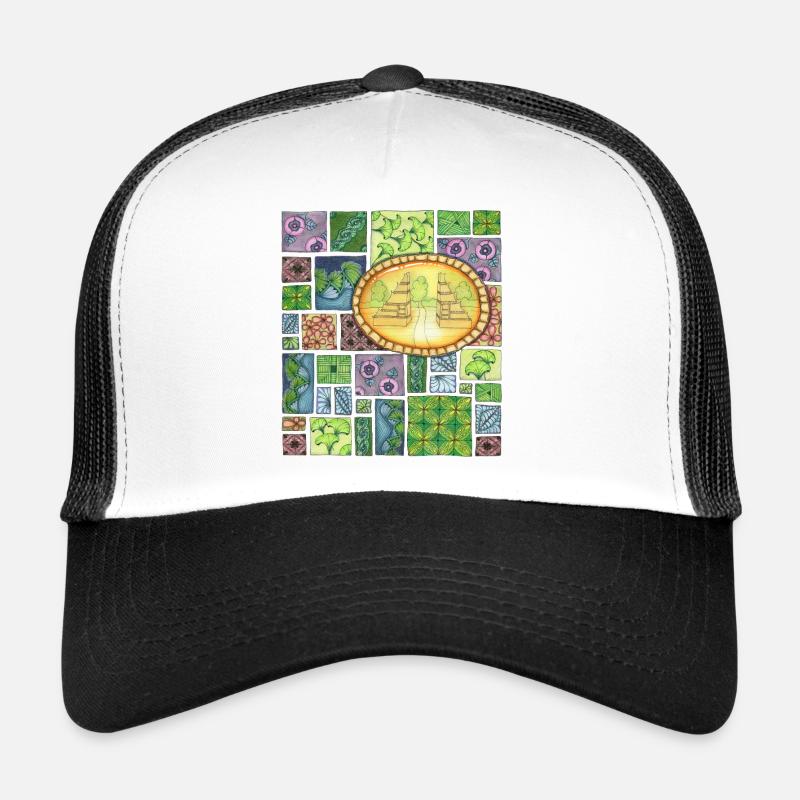 Bali temple on pattern patchwork Trucker Cap