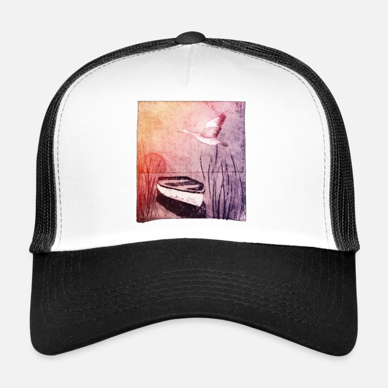 Boat on the lake - hand carved artwork Trucker Cap