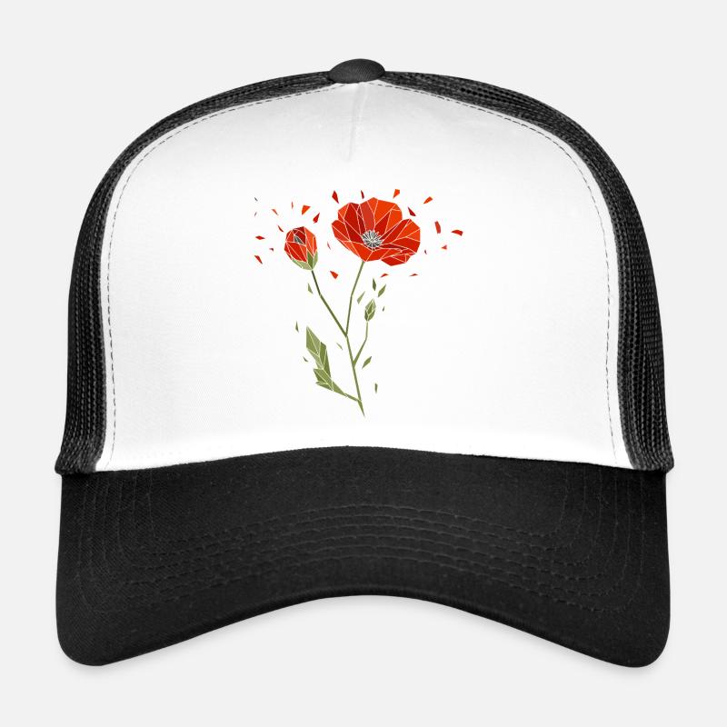 Design floral géométrique pavot low poly Casquette trucker 