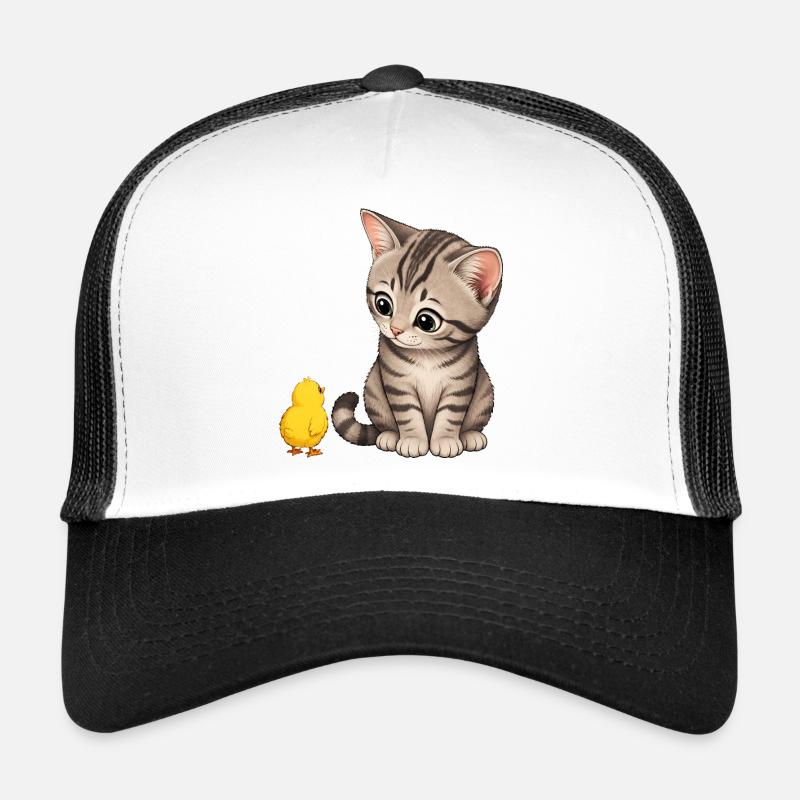 Chaton avec des poussins Casquette trucker 