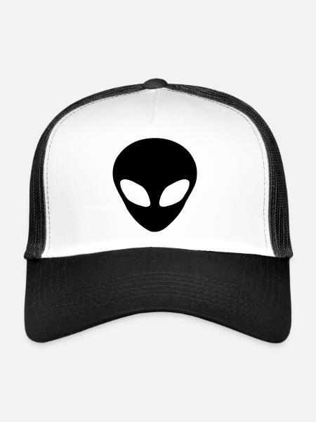 Alien head - Casquette trucker  - blanc/noir - Devant