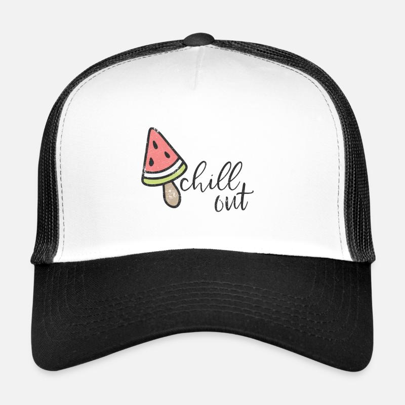 CHILL OUT MELONEN EIS SOMMER EISTÜTE MELONE MOTIV - Trucker Cap - Weiß/Schwarz