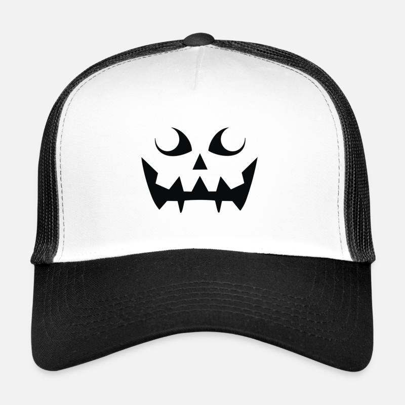 Grimmiges Kürbisgesicht Muster - Trucker Cap - Weiß/Schwarz