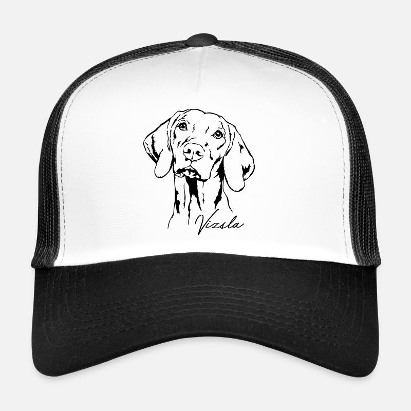 VIZSLA Portrait Wilsigns Jagdhund Jagdhunde - Trucker Cap - Weiß/Schwarz