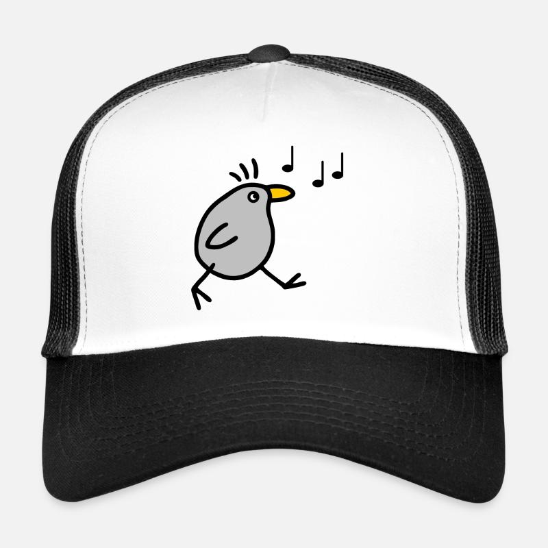 Lebensfreude mit Musik Singender Pfeifender Vogel - Trucker Cap - Weiß/Schwarz