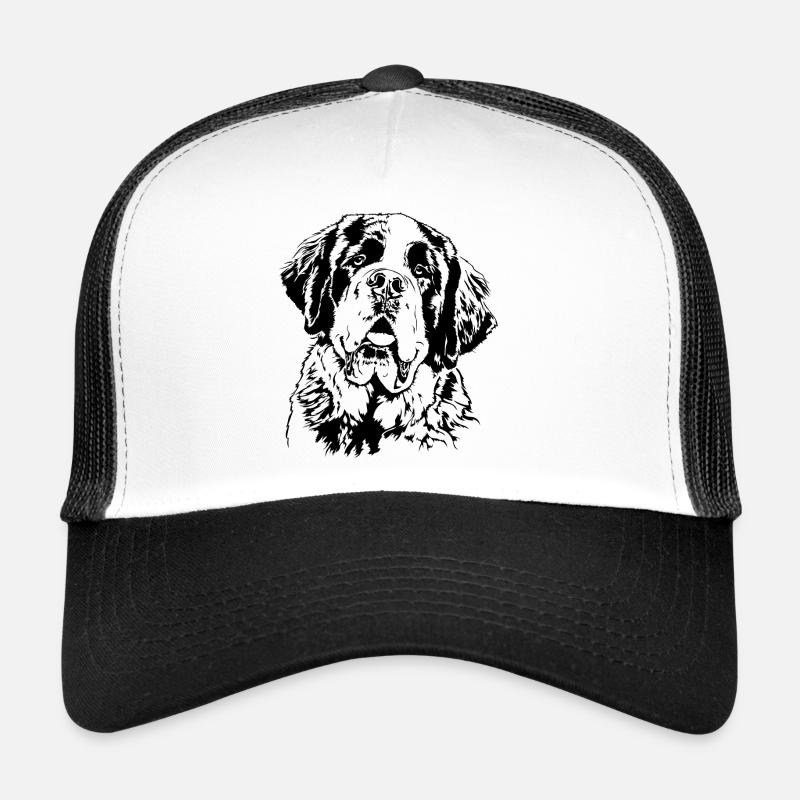 BERNHARDINER St Bernard Portrait Hunde Wilsigns - Trucker Cap - Weiß/Schwarz