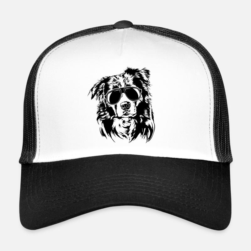 BORDER COLLIE cool Sonnenbrille Hunde Wilsigns - Trucker Cap - Weiß/Schwarz