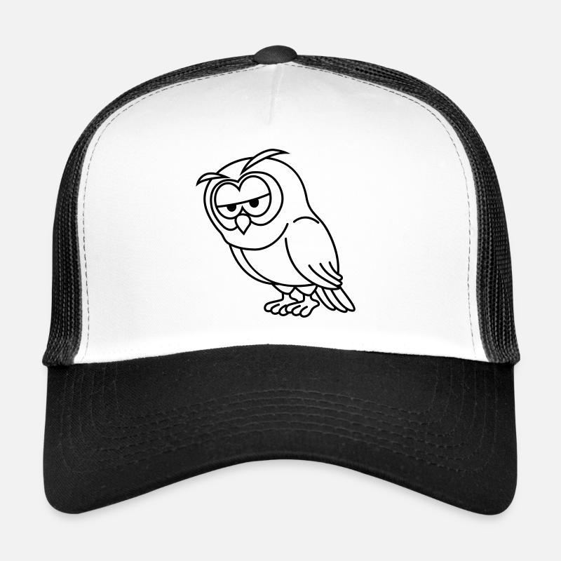 Eule Comic - Trucker Cap - Weiß/Schwarz