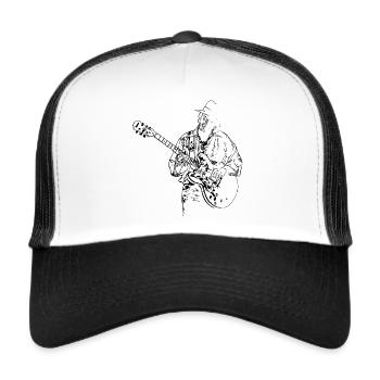 Guitariste de blues - Casquette trucker  - blanc/noir - Devant