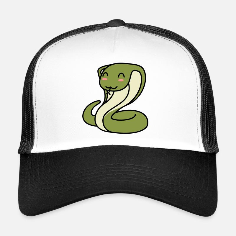Schlange Kobra Comic Tier - Trucker Cap - Weiß/Schwarz