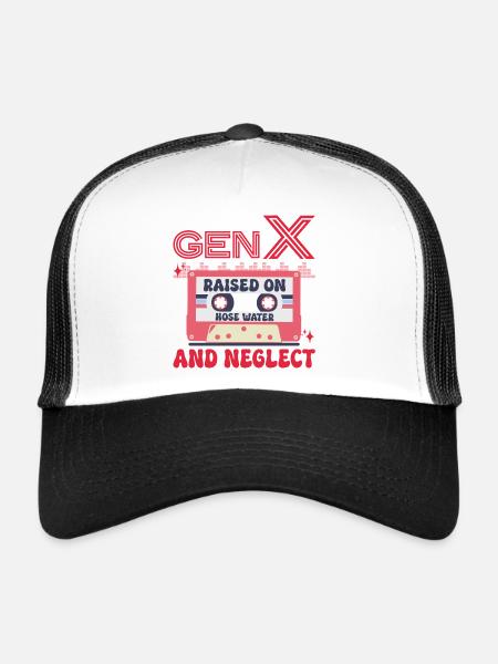 Humour Génération X - Casquette trucker  - blanc/noir - Devant