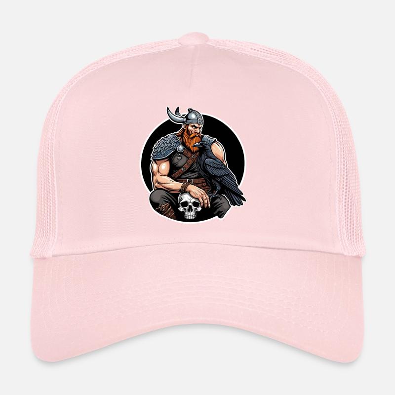 Wikinger mit Schädel und Rabe Trucker Cap