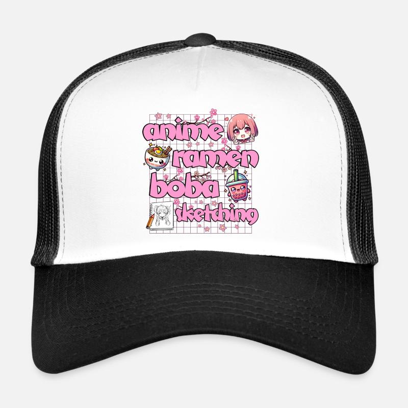 Anime Ramen Bubble Tea Dessin Kawaii Casquette trucker 