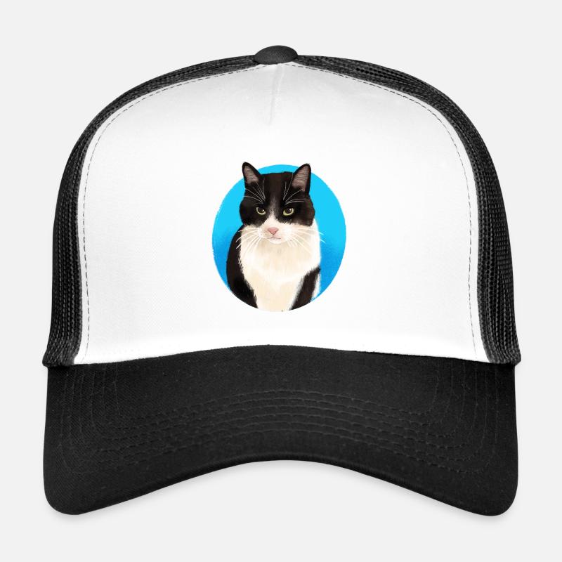 Noir Blanc Chat Casquette trucker 