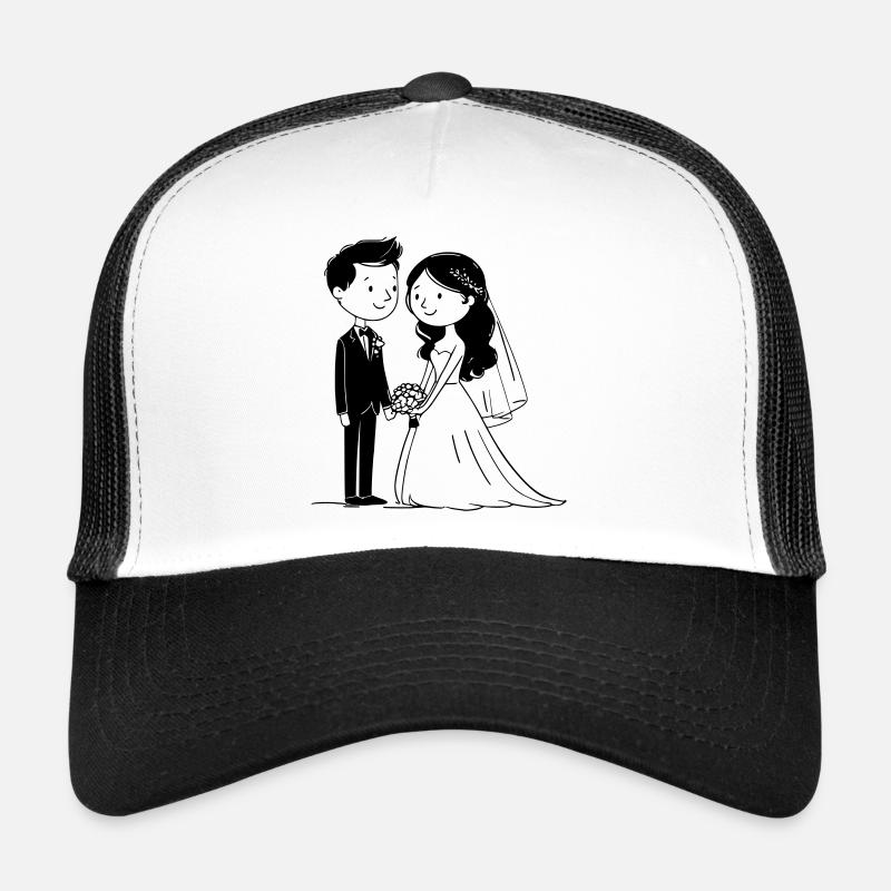 Wedding Couple – Romantic Vector Graphic Trucker Cap