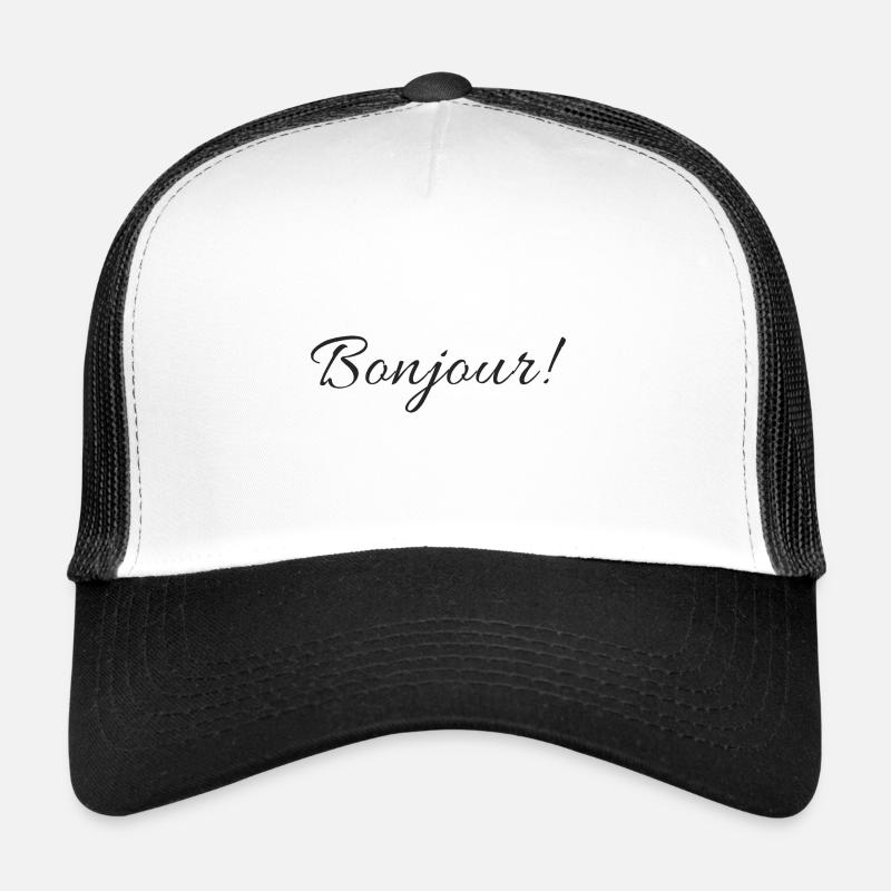 Conception de texte Bonjour - Casquette trucker  - blanc/noir
