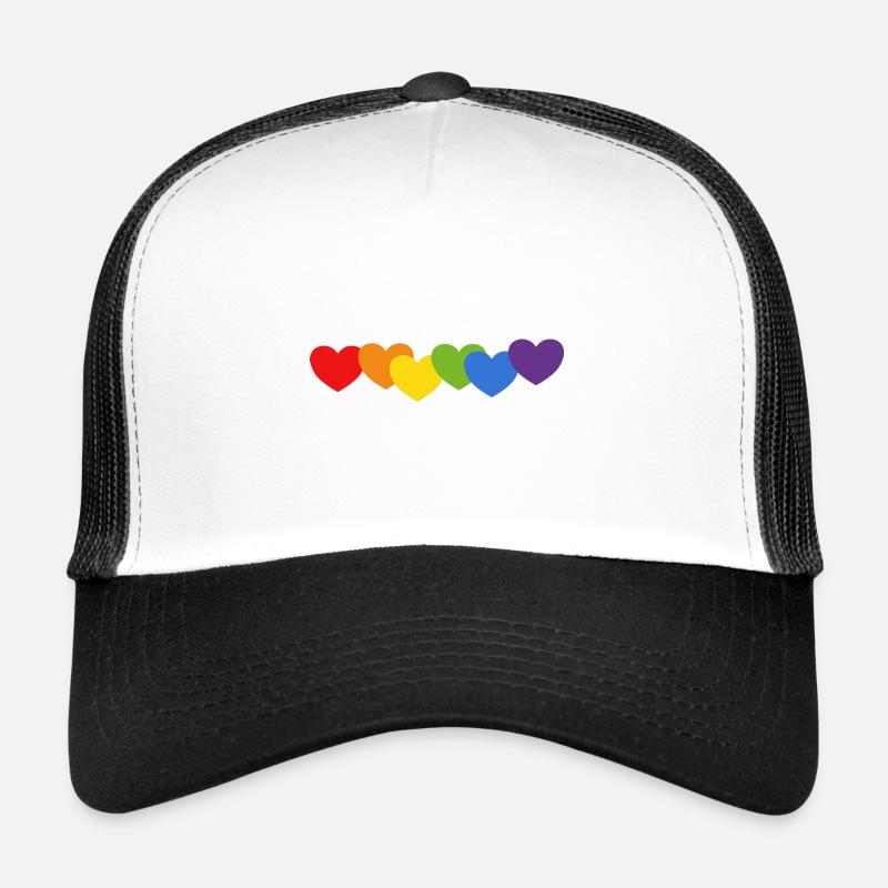 Regenbogen Herzen Pride Flagge Farben - Trucker Cap - Weiß/Schwarz