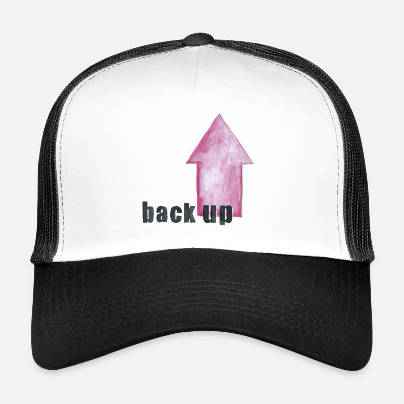 das Backup - das arty nerd -Shirt schwarz-magenta - Trucker Cap - Weiß/Schwarz