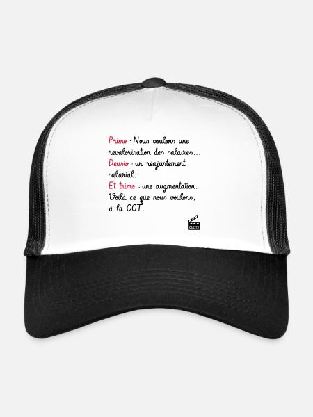 Primo Deusio Trimo - CGT - Les Inconnus - Culte ! - Casquette trucker  - blanc/noir - Devant