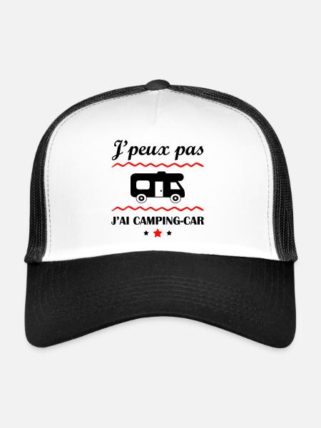 J'peux pas j'ai camping-car, camping-cariste - Casquette trucker - blanc/noir