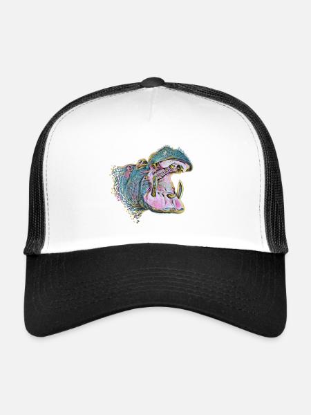 hippo - Trucker Cap - white/black - Front