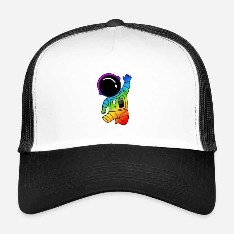 Petit astronaute avec combinaison spatiale arc-en-ciel - Casquette trucker  - blanc/noir