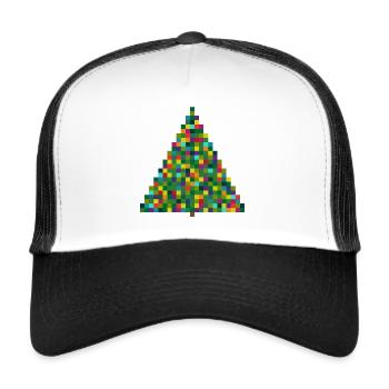 X MAS TREE - Pixel - Trucker Cap - Weiß/Schwarz - Vorne