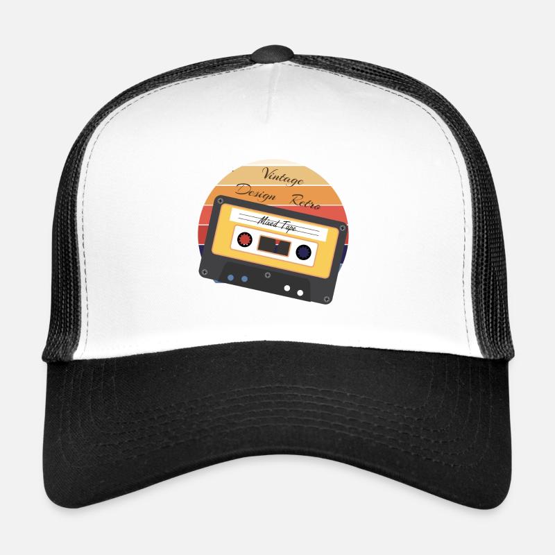 Vintage Retro Audio Kassette - Trucker Cap - Weiß/Schwarz