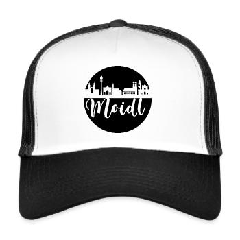 München skyline ,scherenschnitt,bayrisches madl - Trucker Cap - Weiß/Schwarz - Vorne